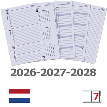 6227-26-27-28 150 x 95 mm Senior Agenda Agenda Recharges Hebdomadaire NL 2026 2027 2028